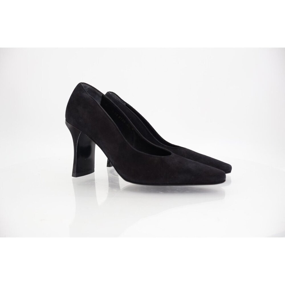 Robert Clergerie France Women's Pump Size 6.5 Square Toe Heel Black Suede Shoe